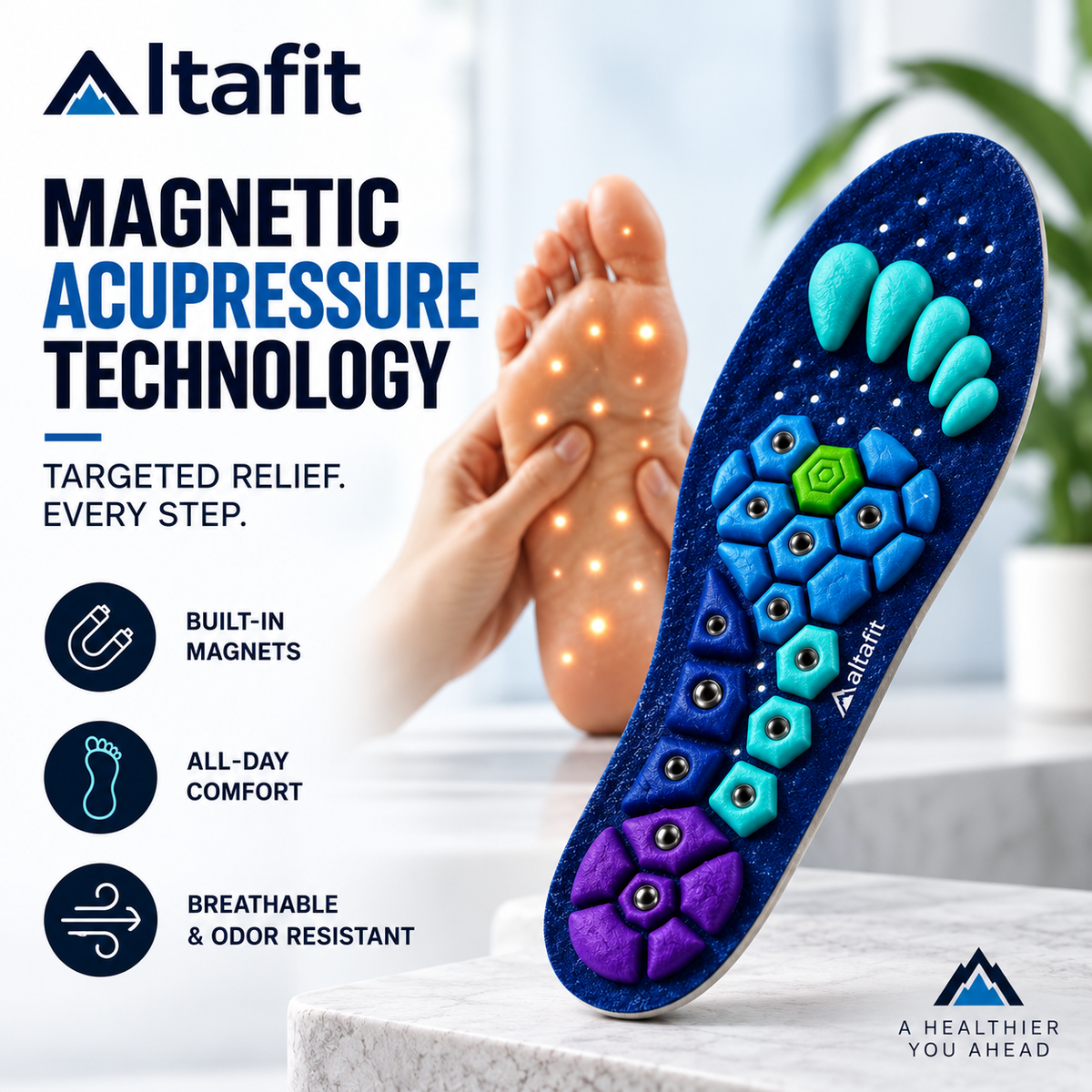 Altafit Insoles – Magnetic Acupressure Comfort Support