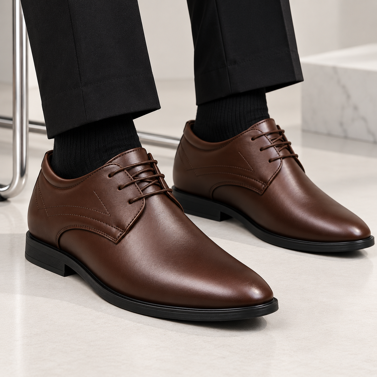 Denaro Formal Elevator Shoes - Brown