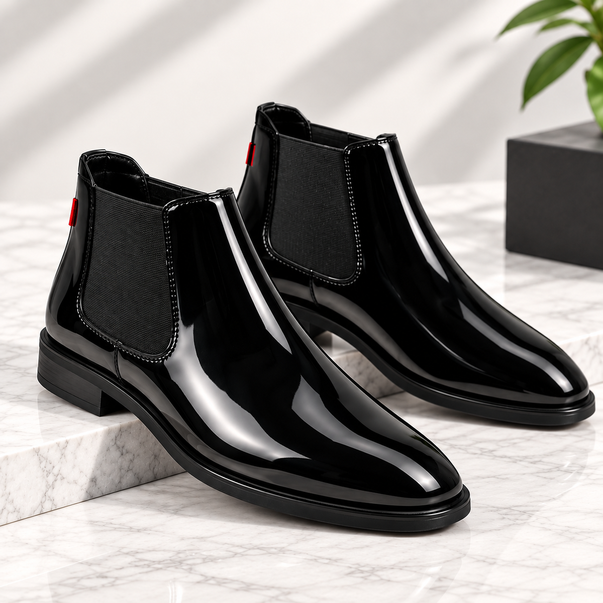 Luxe Height Increasing Chelsea Boots - Black