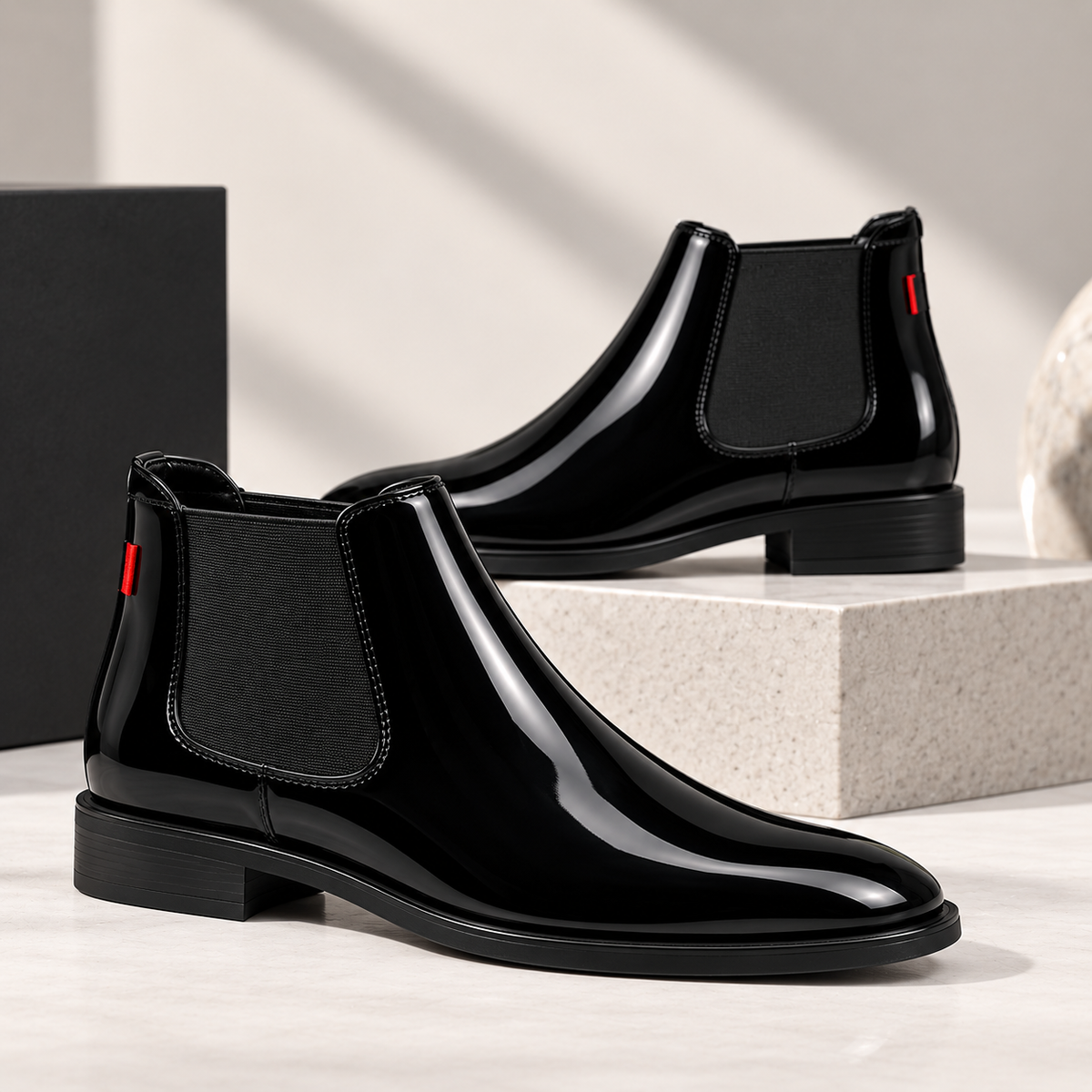Luxe Height Increasing Chelsea Boots - Black