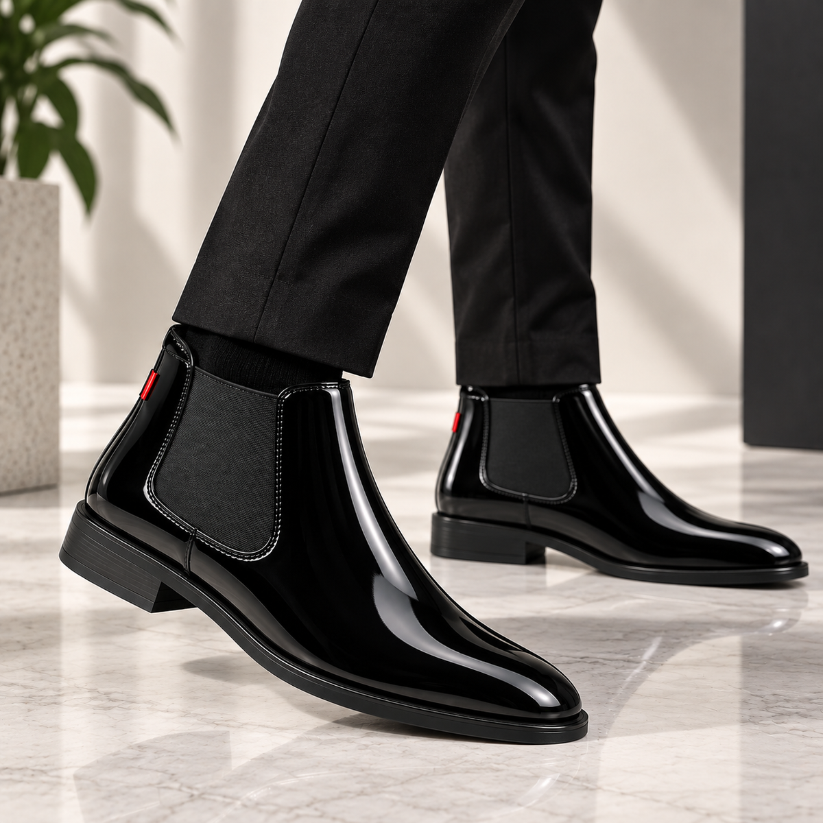 Luxe Height Increasing Chelsea Boots - Black