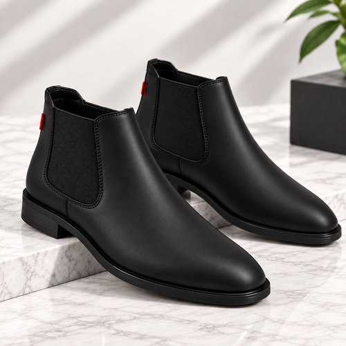 Height Increasing Chelsea Boots - Black