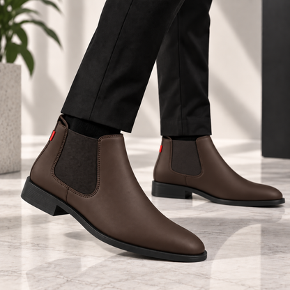 Height Increasing Chelsea Boots - Brown