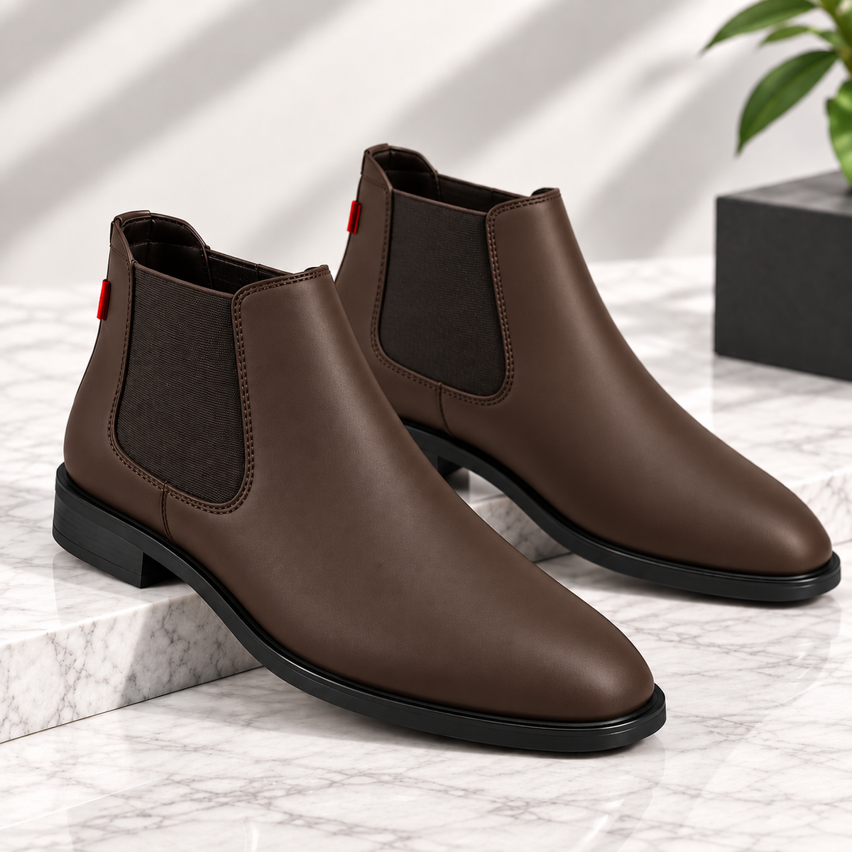 Height Increasing Chelsea Boots - Brown