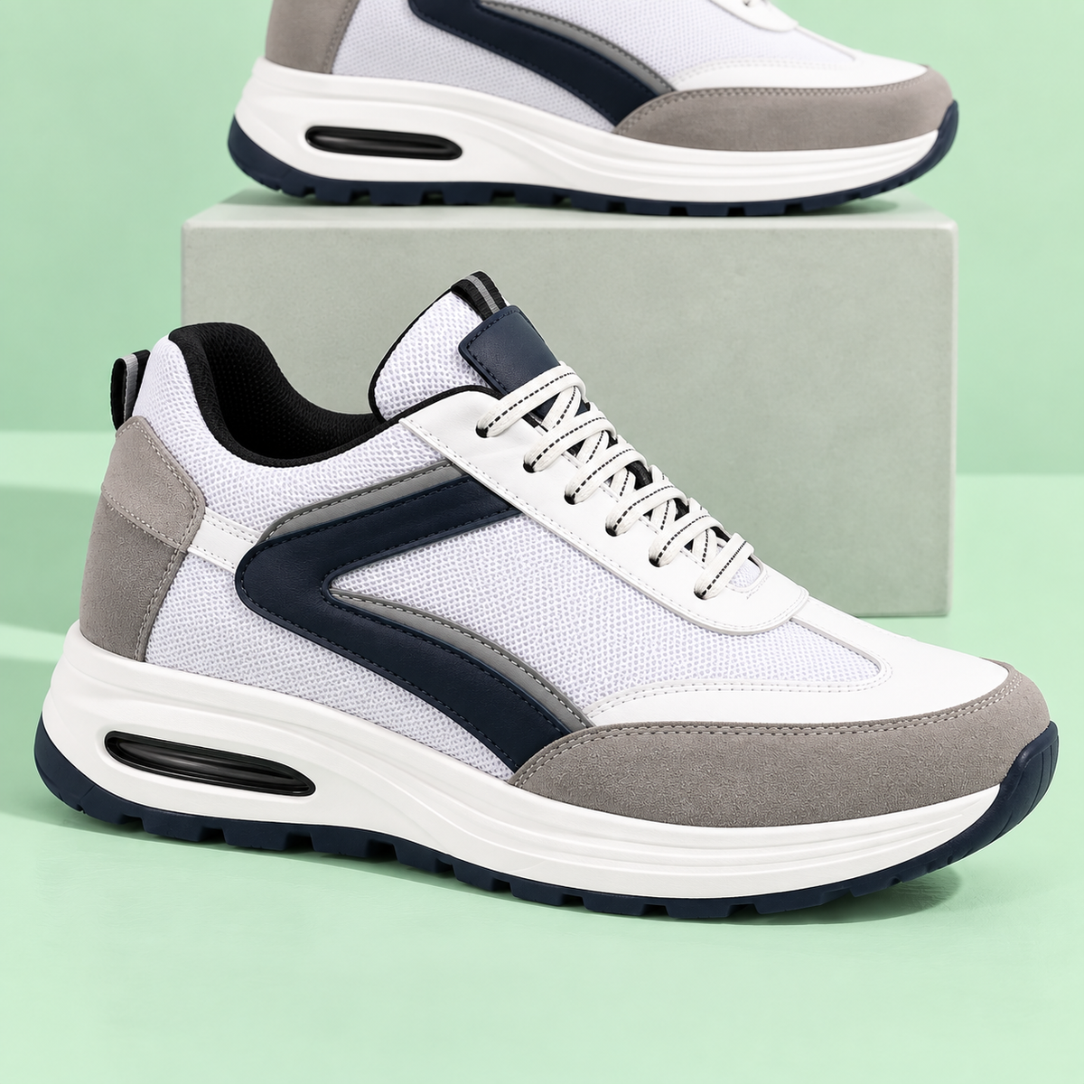 Mens 9cm Height Boost Sports Shoes Invisible Elevator Design