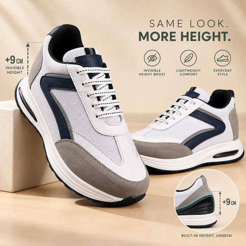 Mens 9cm Height Boost Sports Shoes Invisible Elevator Design