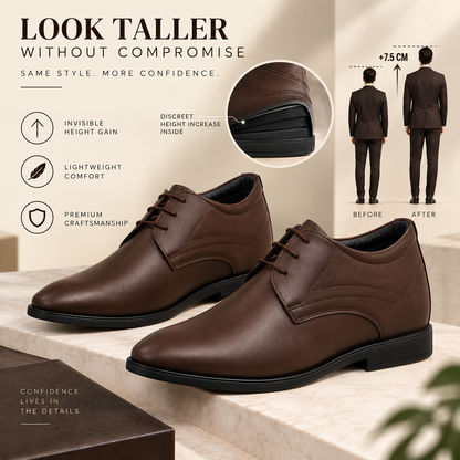 Denaro Formal Elevator Shoes - Brown