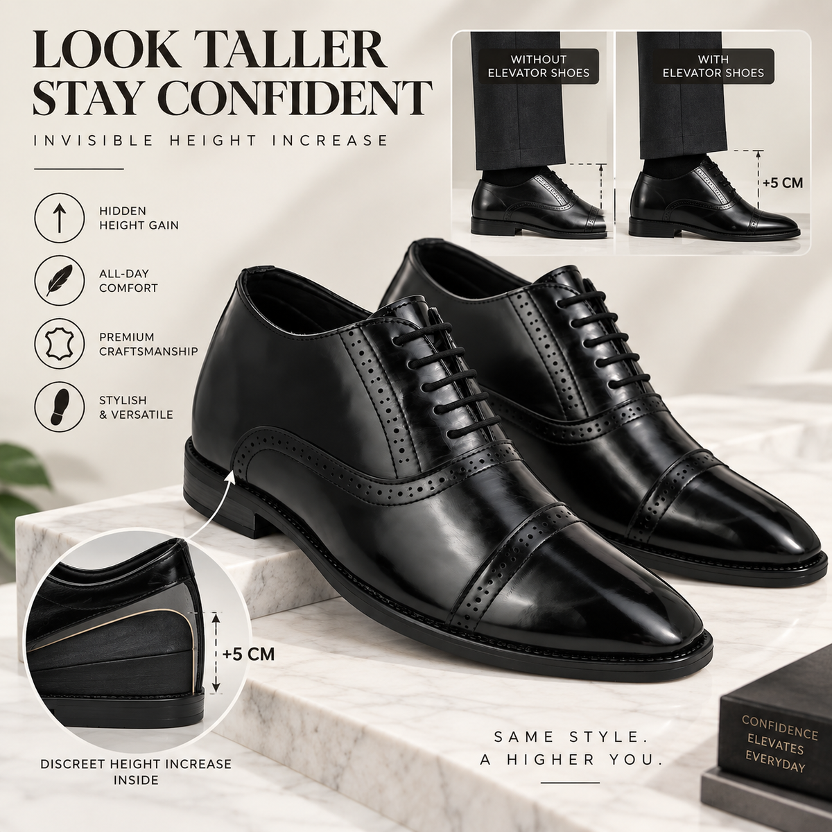Elevator - Formal Black Shoes